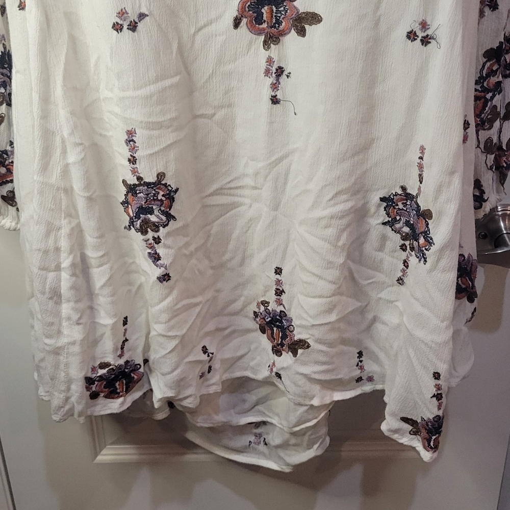 Free People Embroidered boho Floral White Dress Women’s  Small - Picture 6 of 10